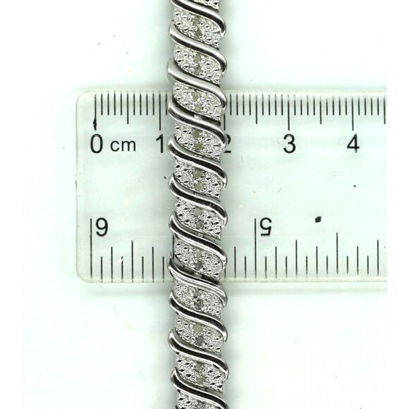 SONYA HOU genuine diamond tennis bracelet silver tone vintage EUC 22.9 grams 7" - Picture 8 of 9